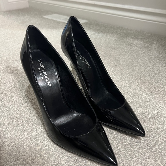 YSL Saint Laurent Black Silver Opyum Heels - Picture 2 of 5